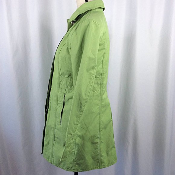 Eddie Bauer Trench Coat Womens Size XS Green Cotton Nylon Blend Mid Length - Picture 5 of 9